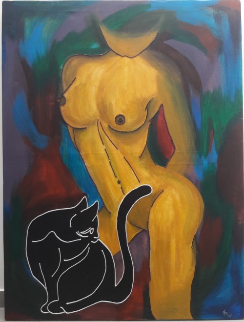 Girl with a Black cat