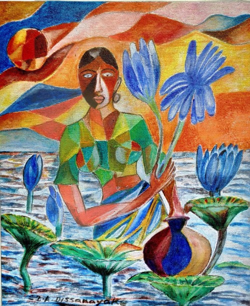 Woman with blue lotus