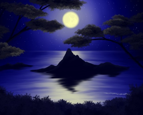 Island in the moonlight