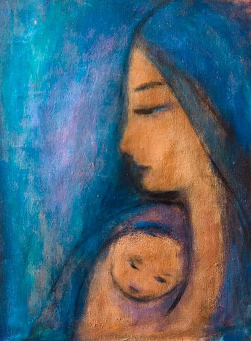Mother and Child in Blue