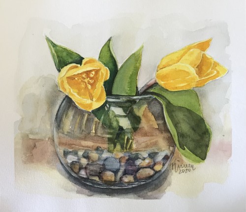 Bowl of tulips