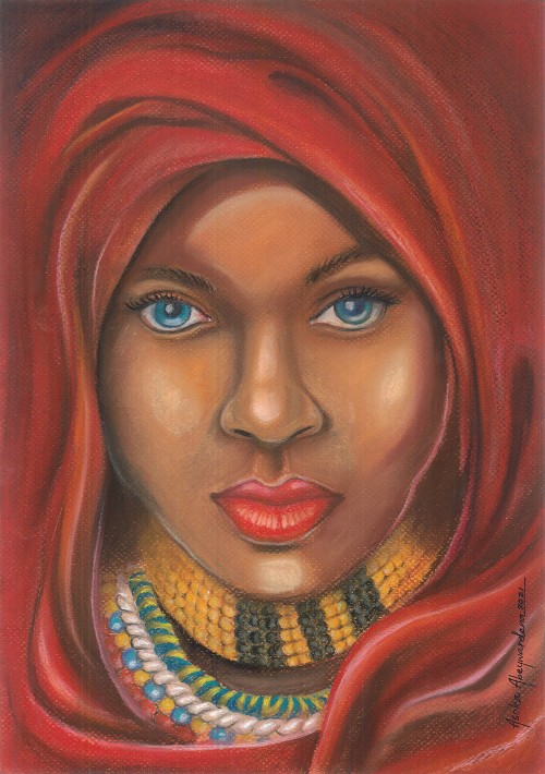 African Tribal Woman in Red