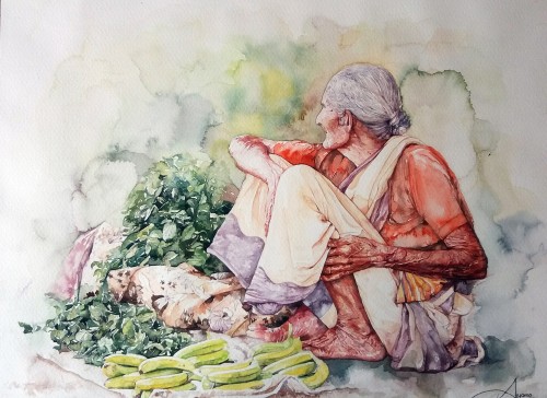 Woman selling vegetables