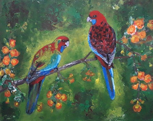 Pair of  Crimson Rosella