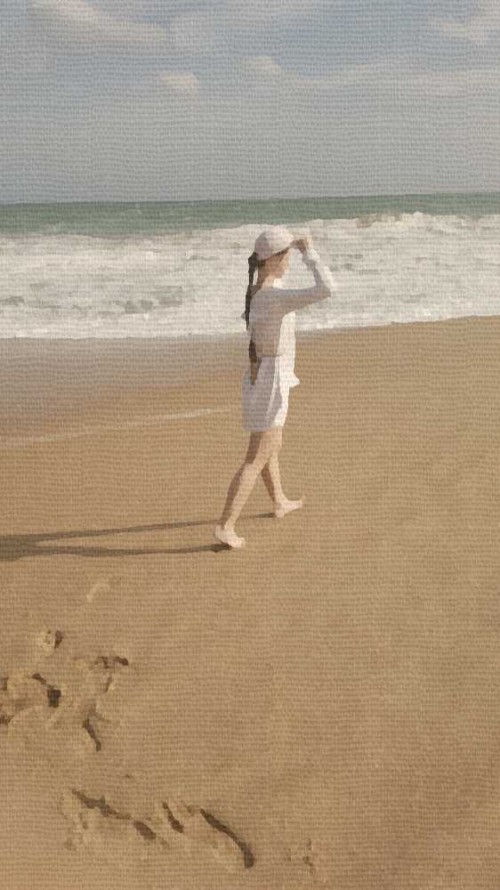 Beach, girl, ocean