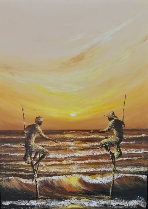 Fishing in sunset