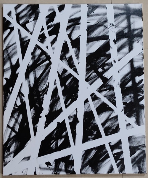 Abstract painting with masking t