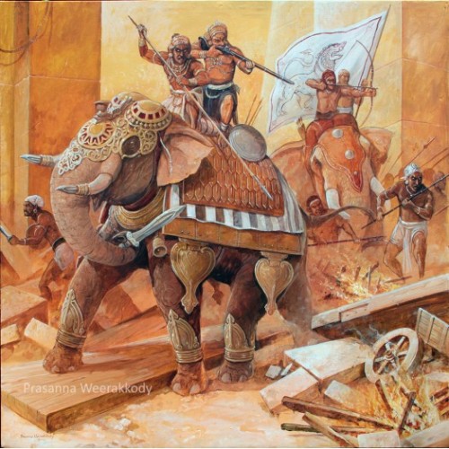 Attack of Sinhala War-Elephants