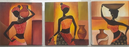 black African ladies with pots