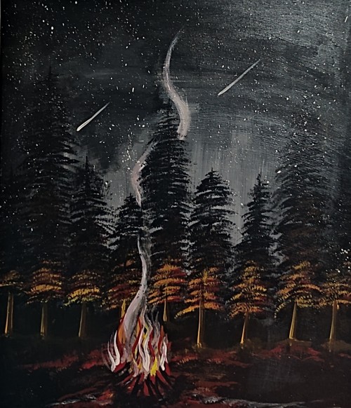 Fire in dark forest