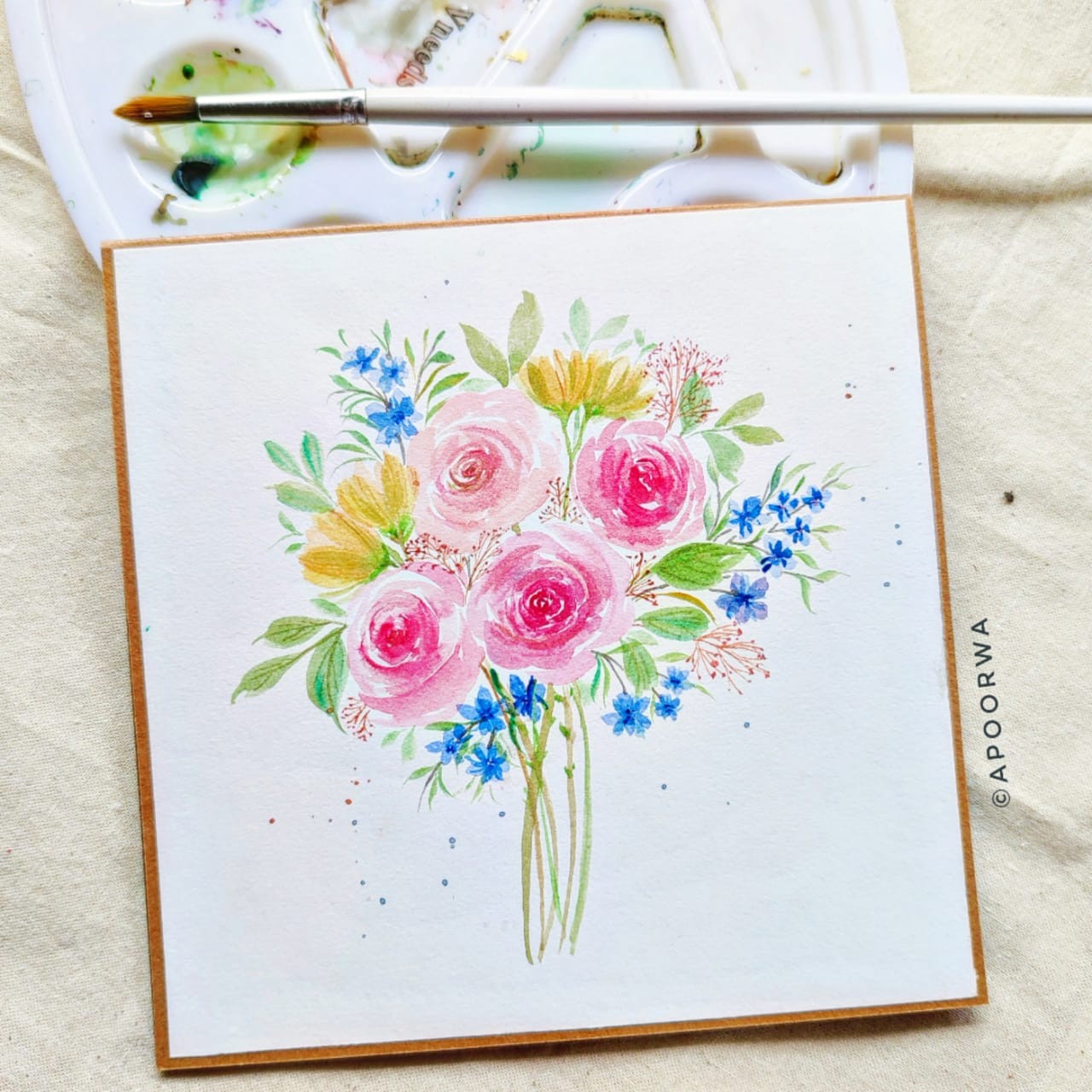 Hand-painted Floral Card by Nirasha Udyani