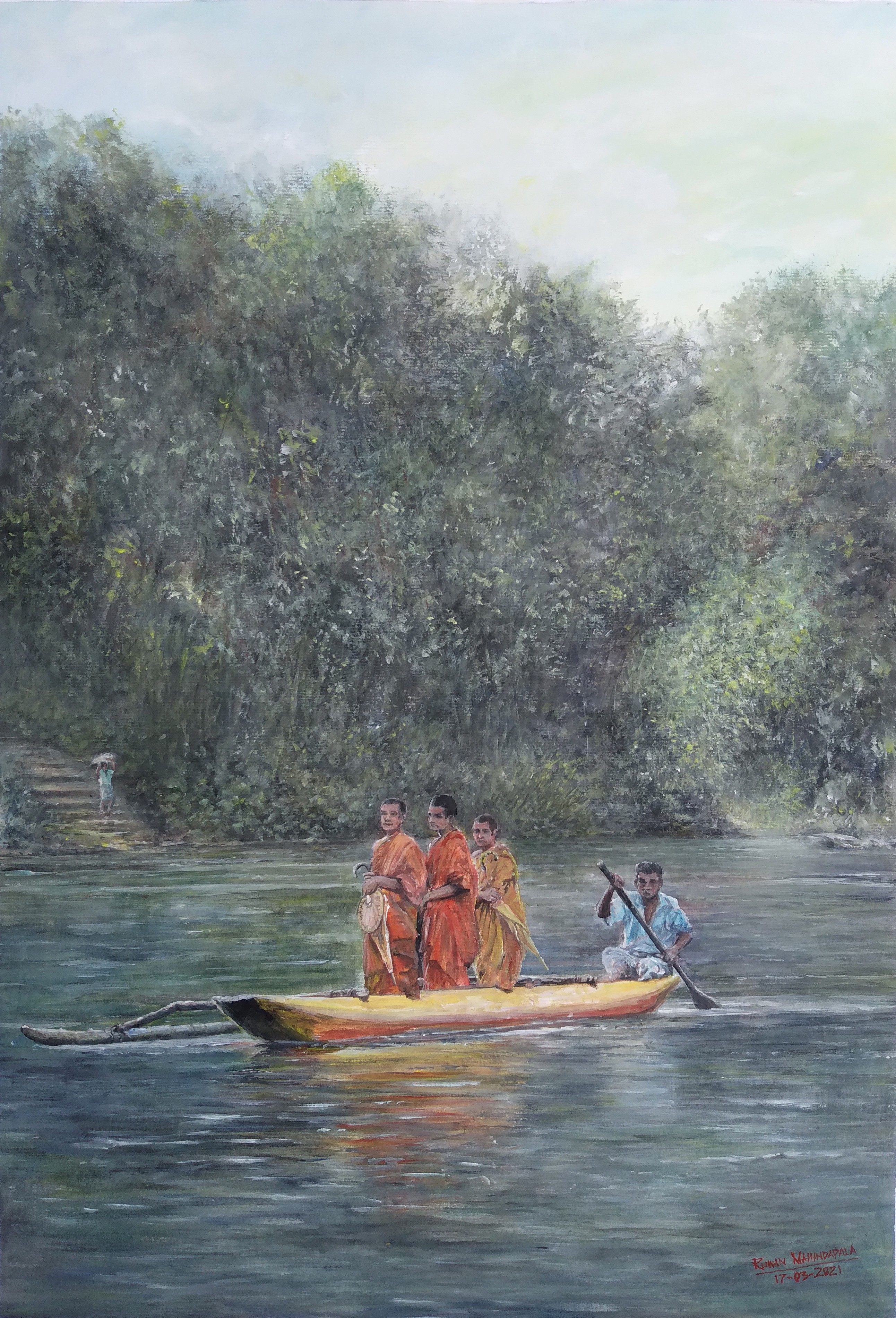 MONKS ON BOART by RUWAN MAHINDAPALA