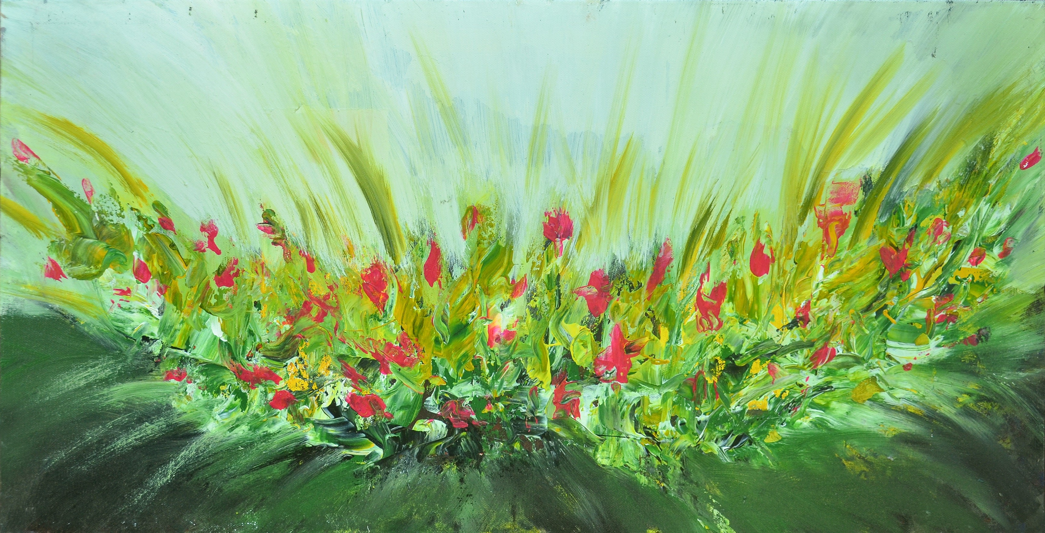 Grass with Flowes by Susantha Galgodage