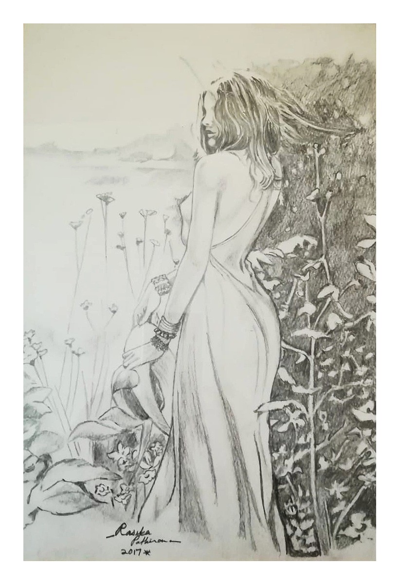 Lady in Garden by Rasika Pathirana
