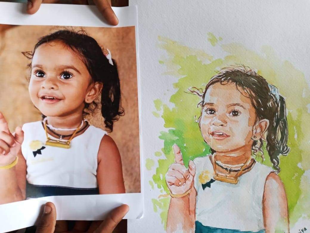 Watercolor Portrait - A4 Size by Wasantha Balasuriya