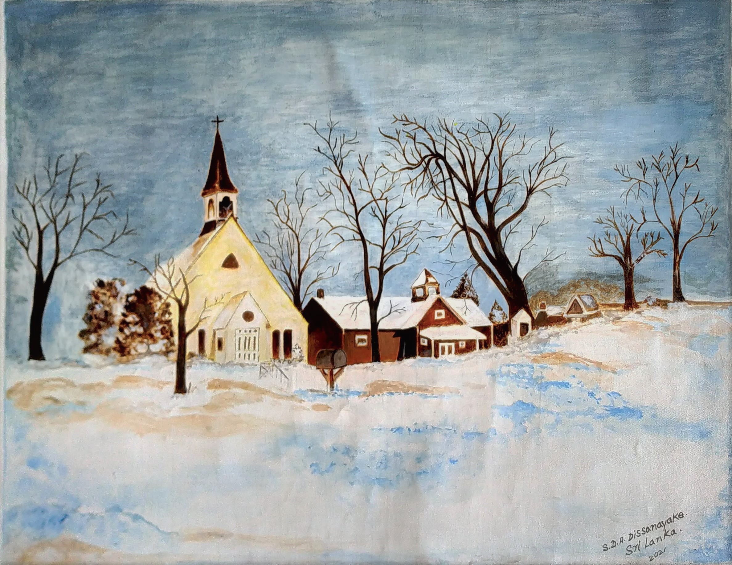 brookside chapel in the winter by Amaradewa Dissanayake