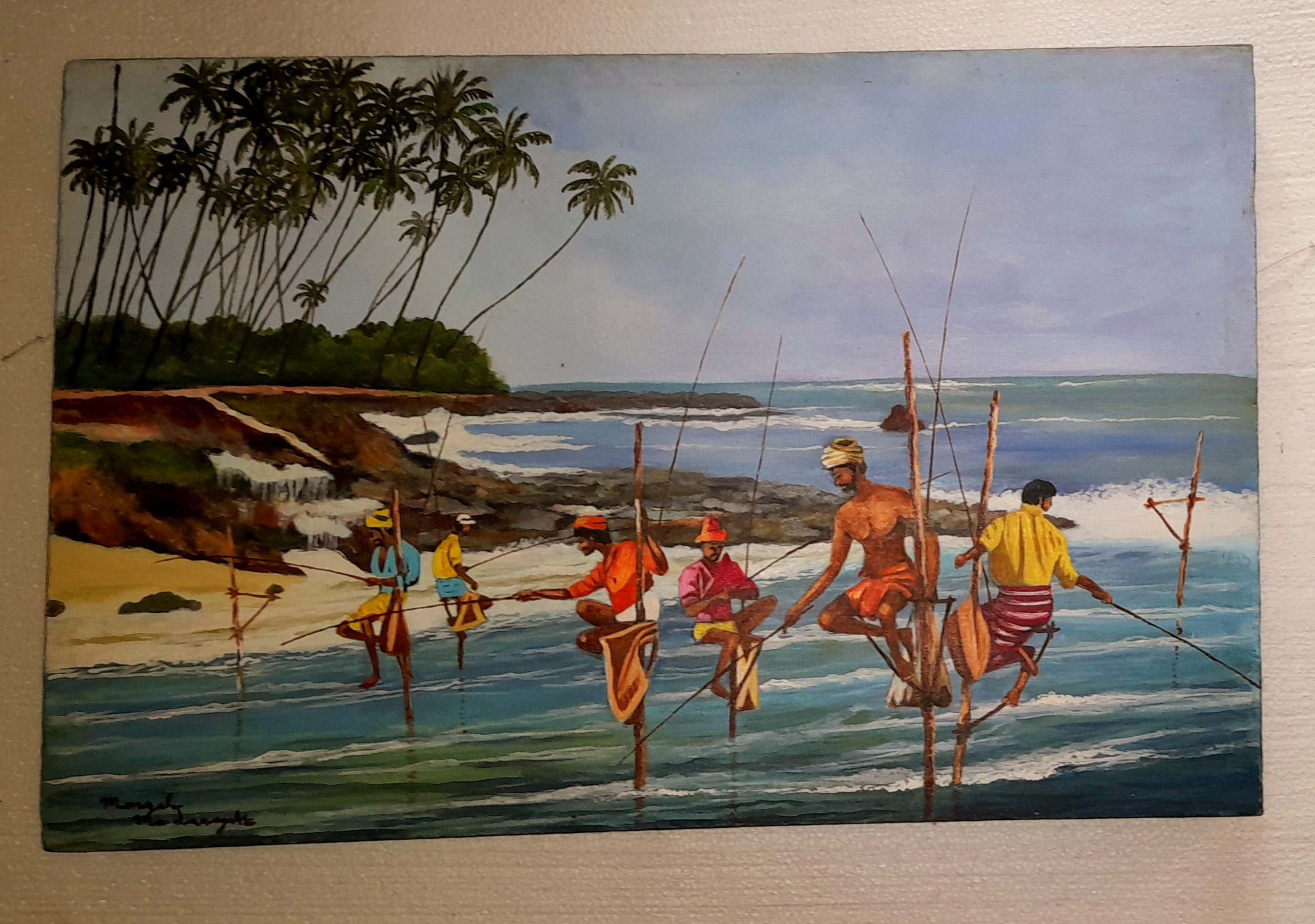 Stilt fishing by Mangala Madanayake