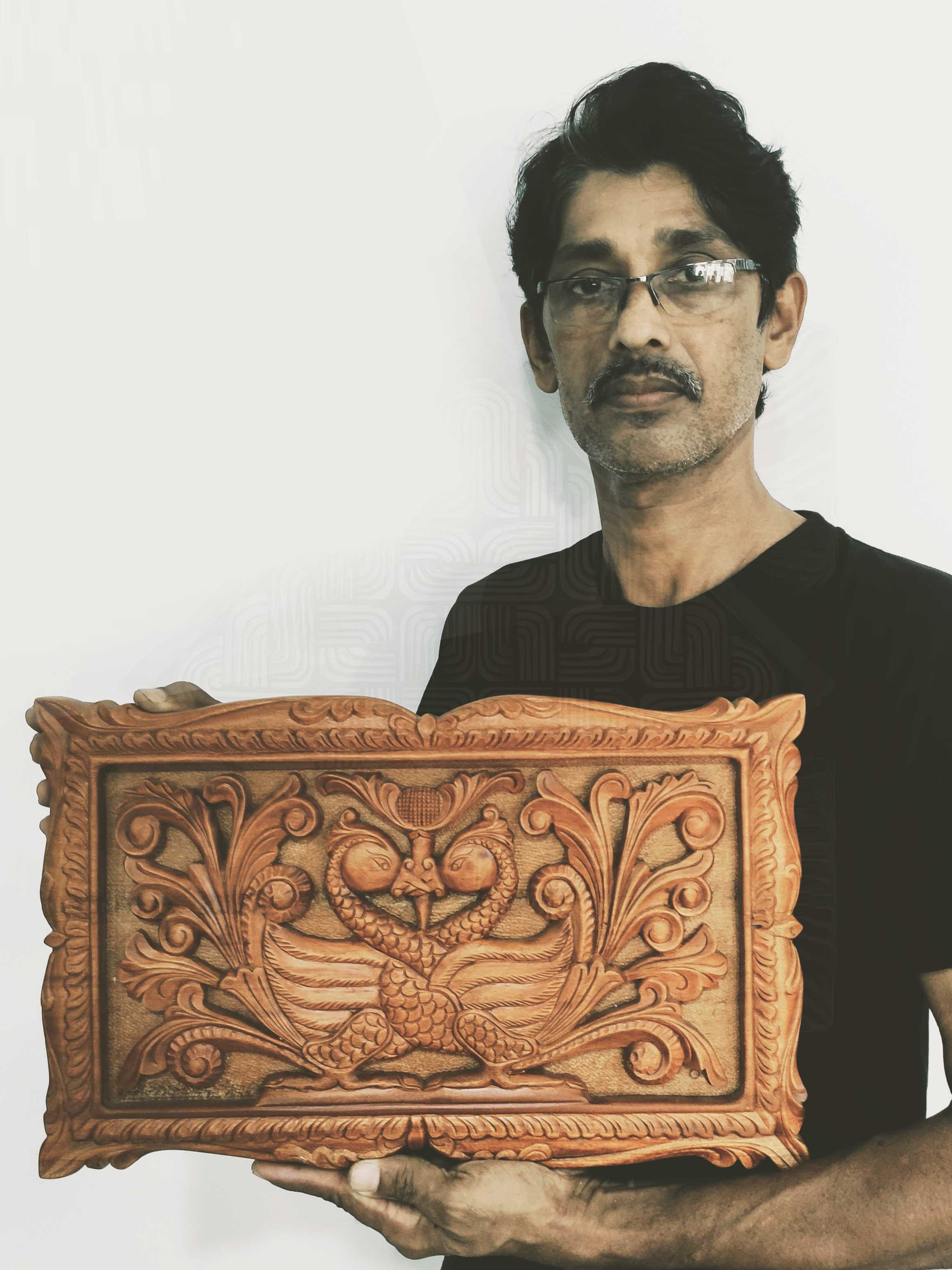 Entwined Swan Wooden Carving by Widalath Arachchilage Jayathilaka
