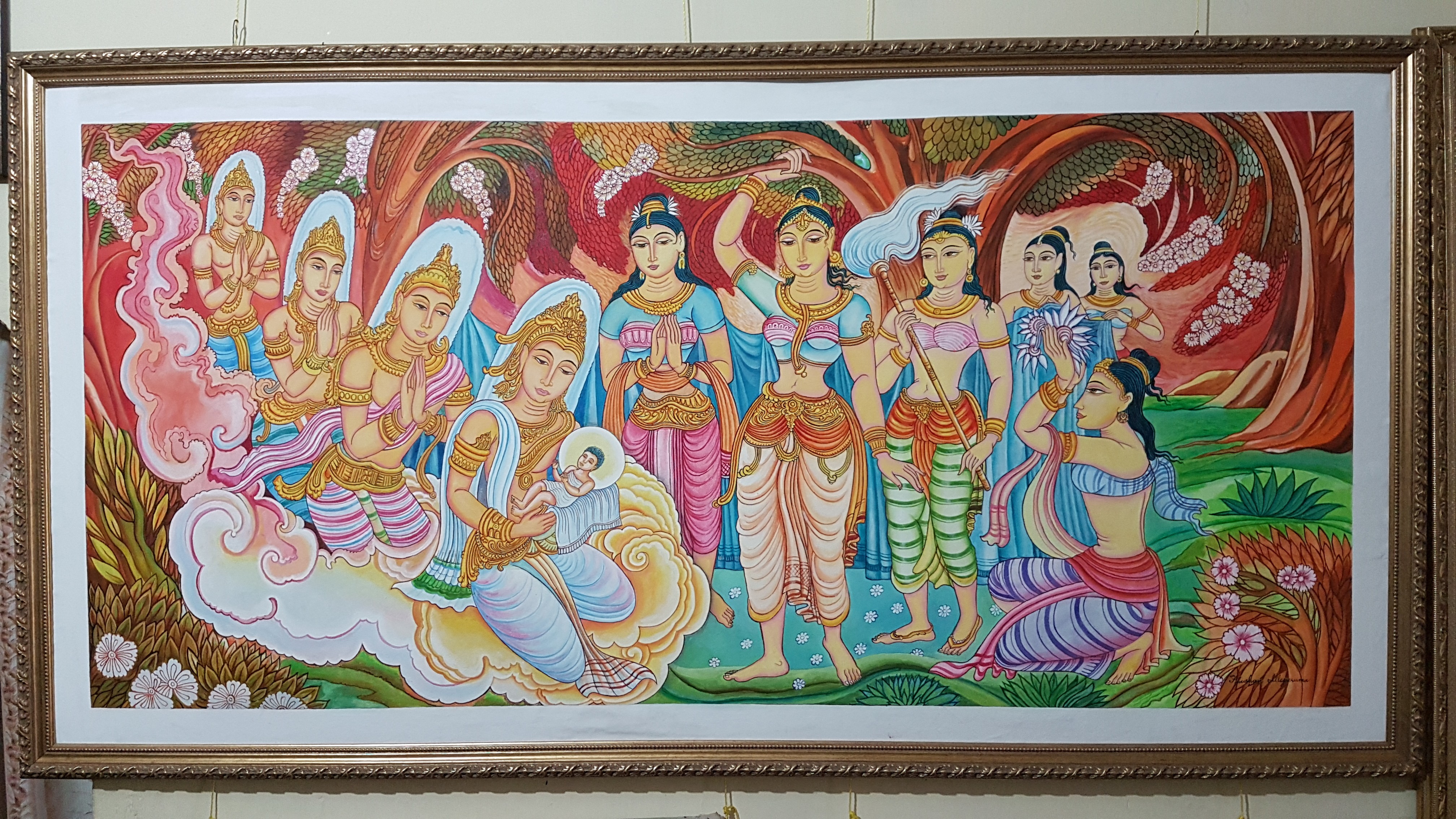 Birth of lord Buddha-painting01 by Thushan Illeperuma