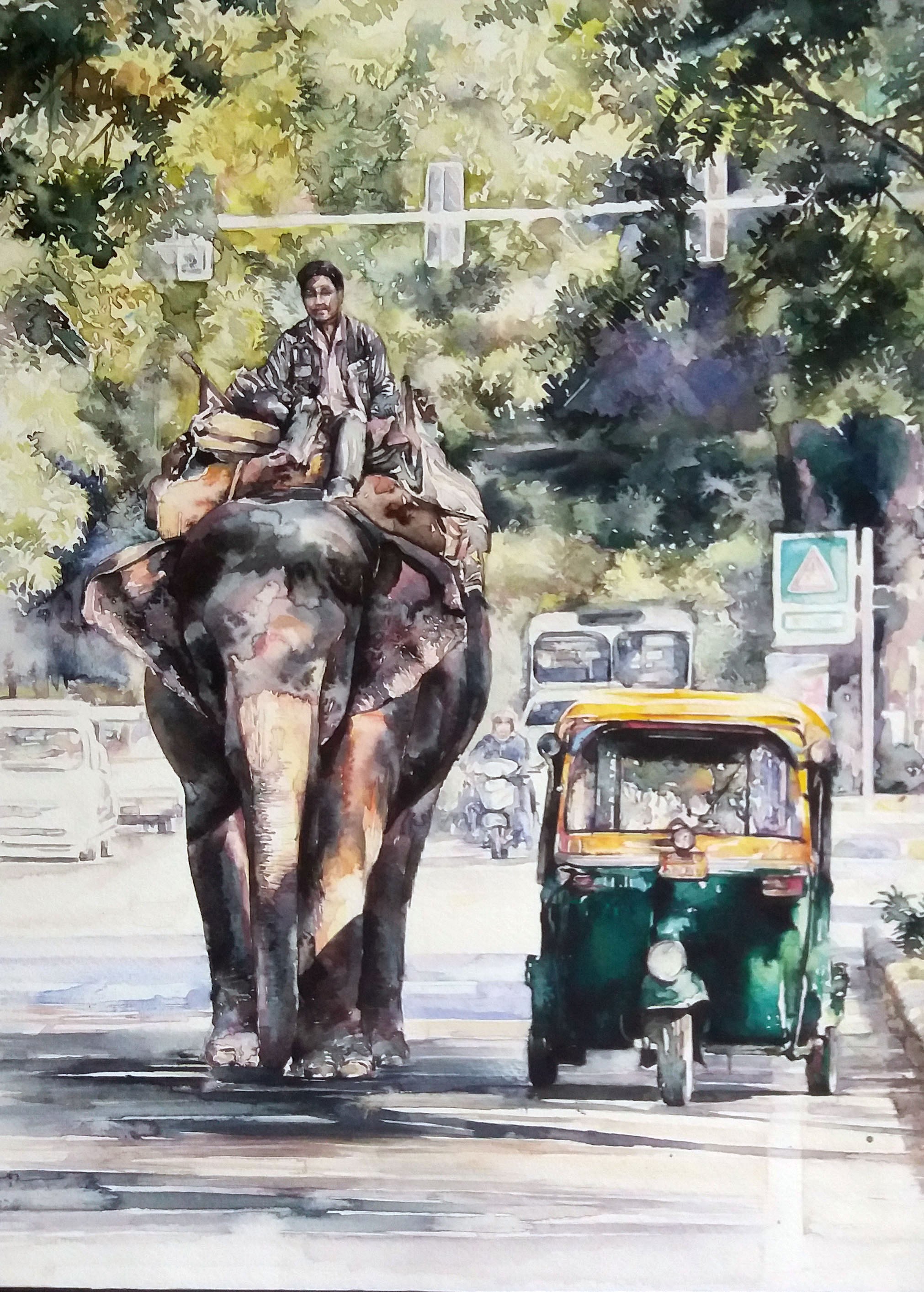 Elephant with tricycle by Ayoma Wijerathne