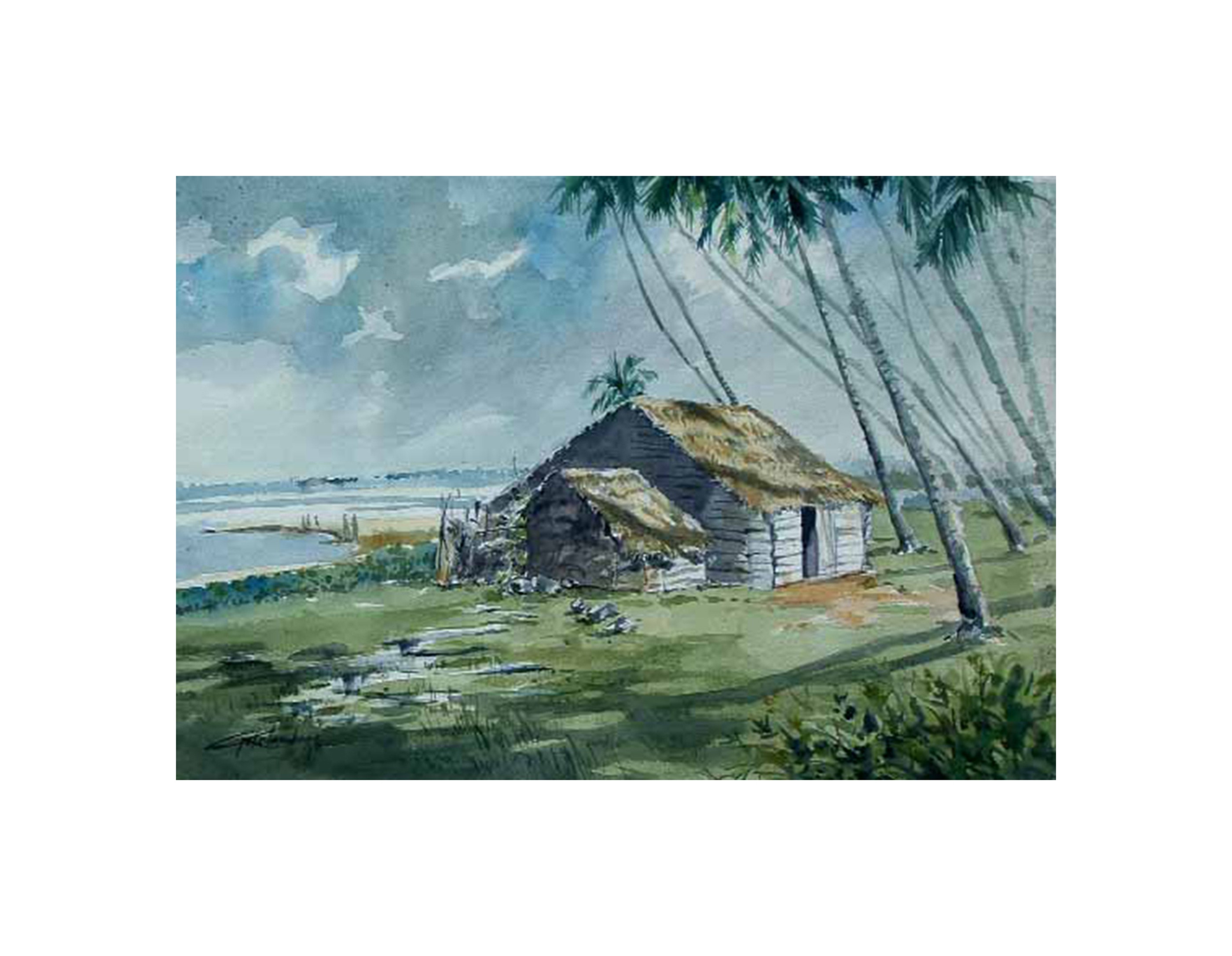 GK-FISHERMAN'S HUT-WELIGAMA by Gunasiri Kolambage