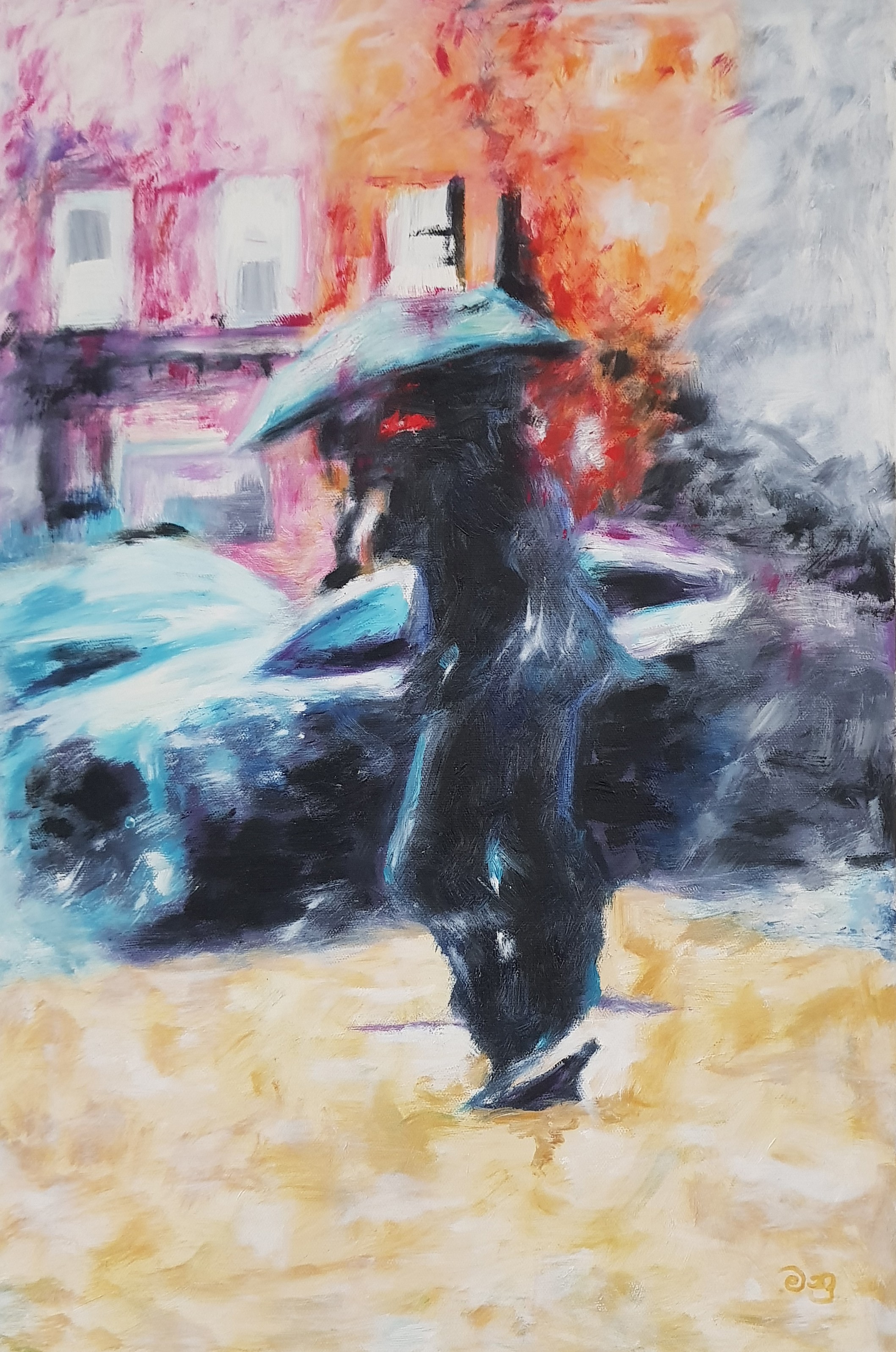 Walking in the rain by Manu Fine Art