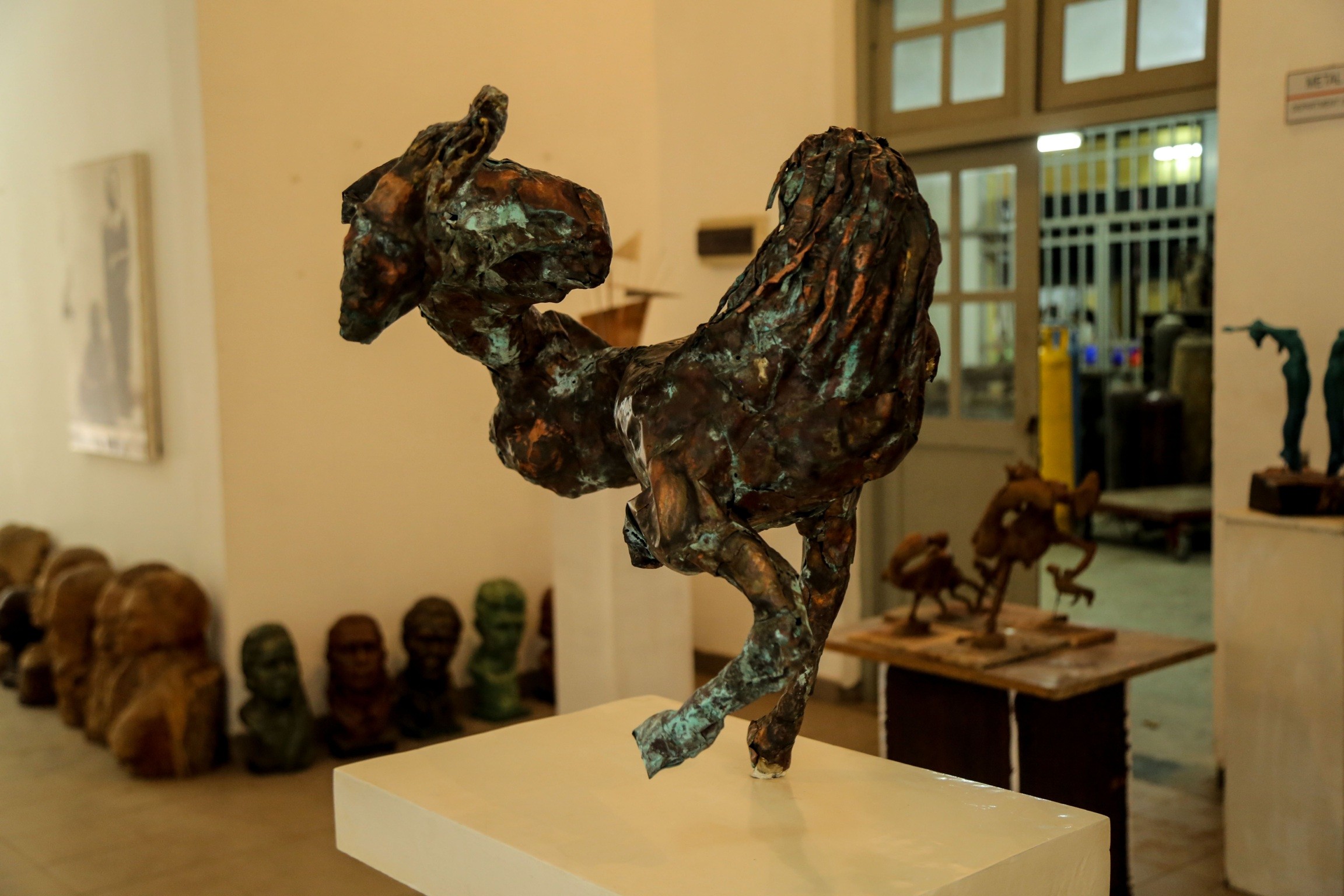 Copper horse  and man by ashoka kumara