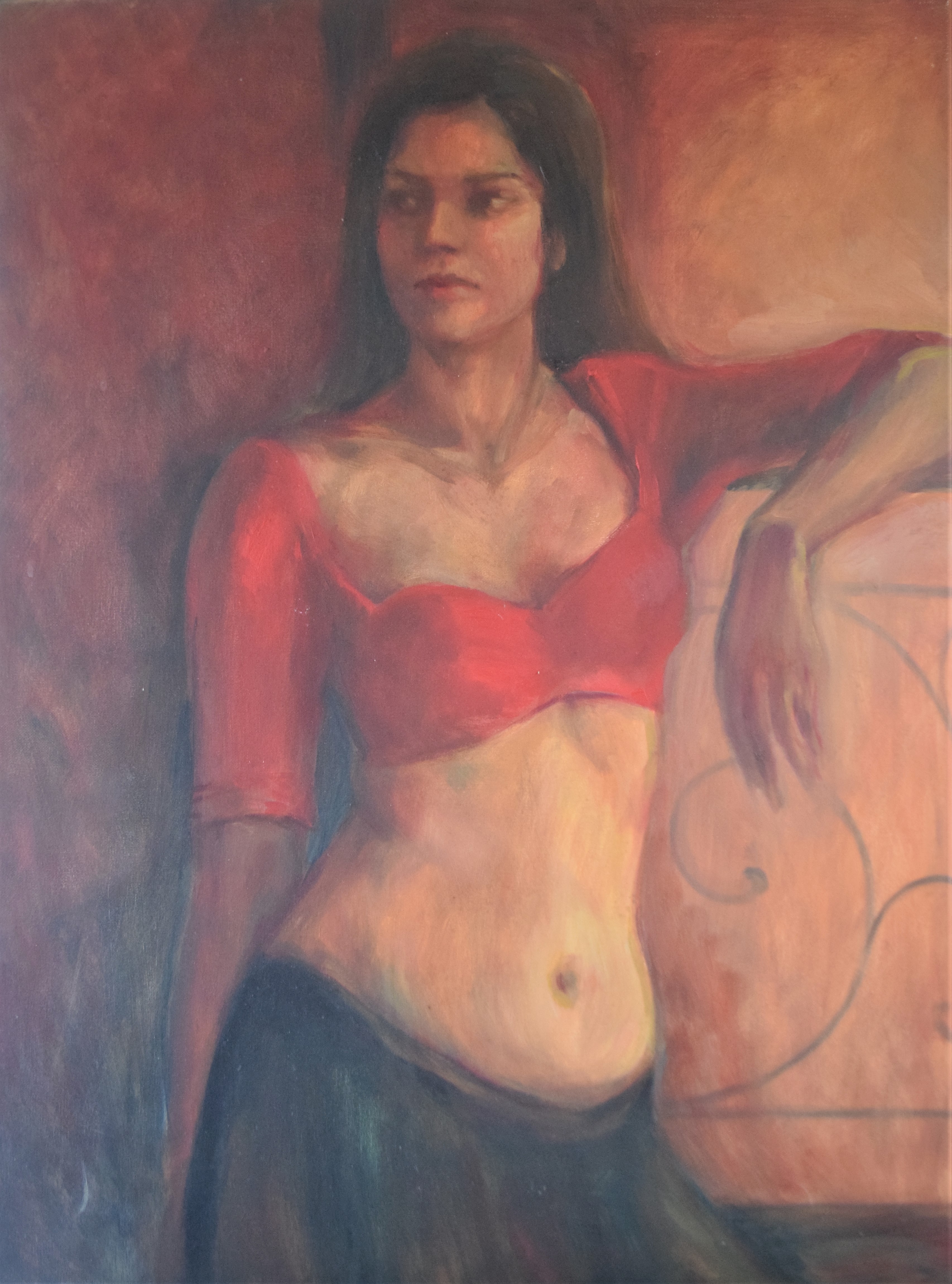 Girl in red blouse by Senani Senanayake