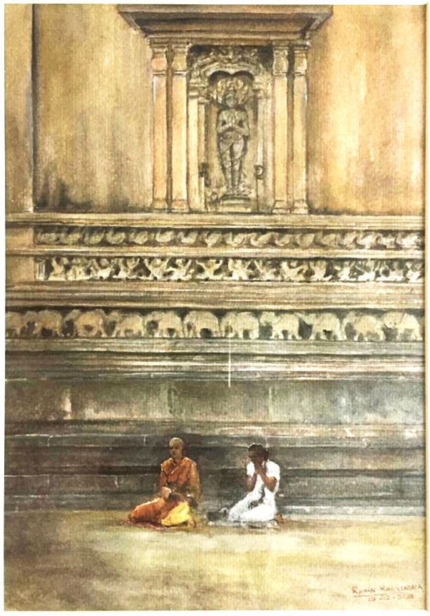 Buddhist pray at kelaniya temple by RUWAN MAHINDAPALA