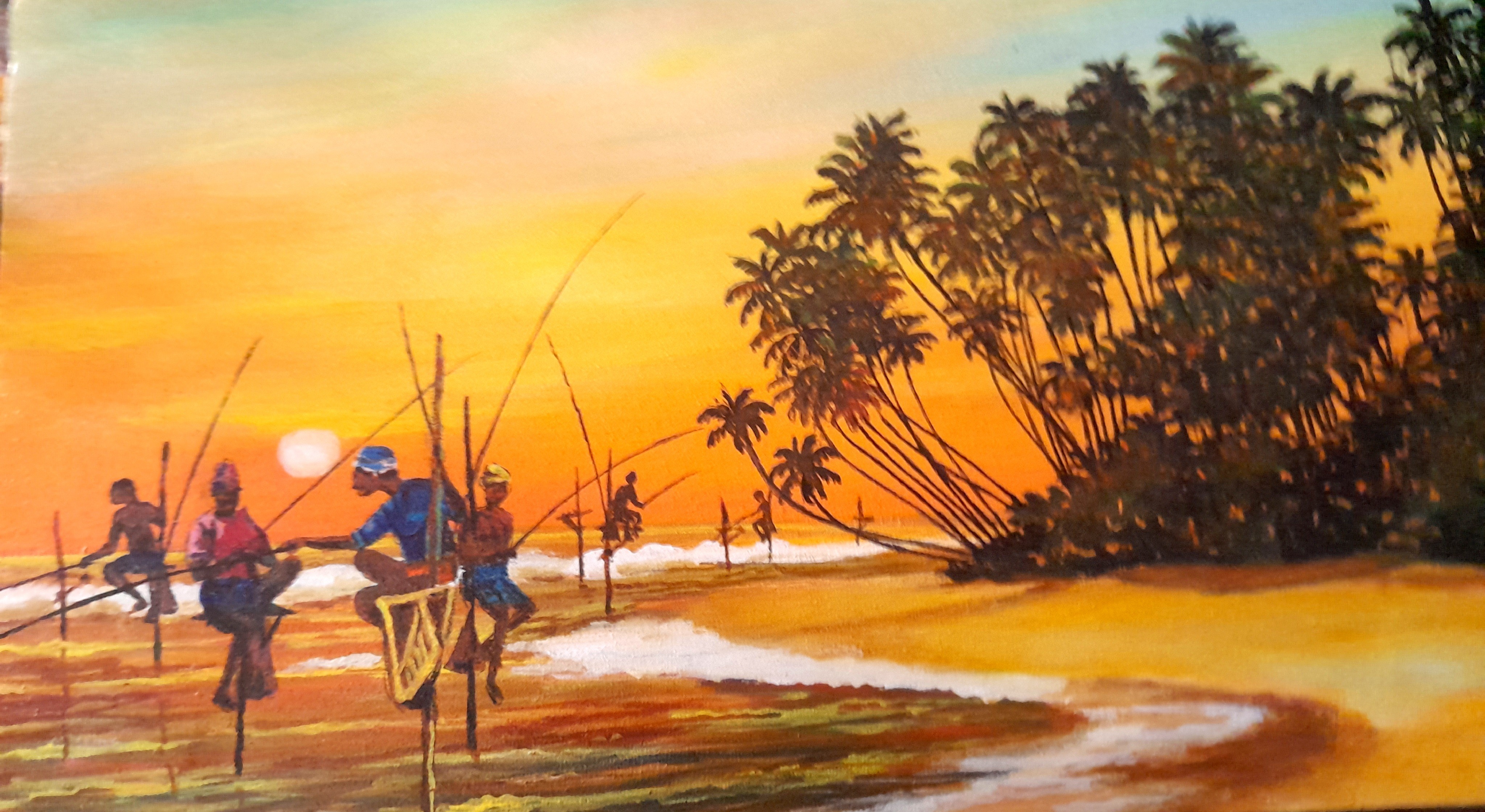 Stilt fishing by Mangala Madanayake