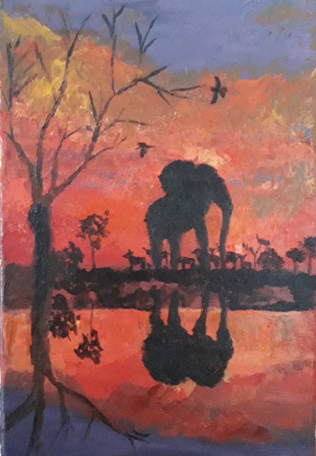 Majestic Elephant & Sun Set by Simpson David