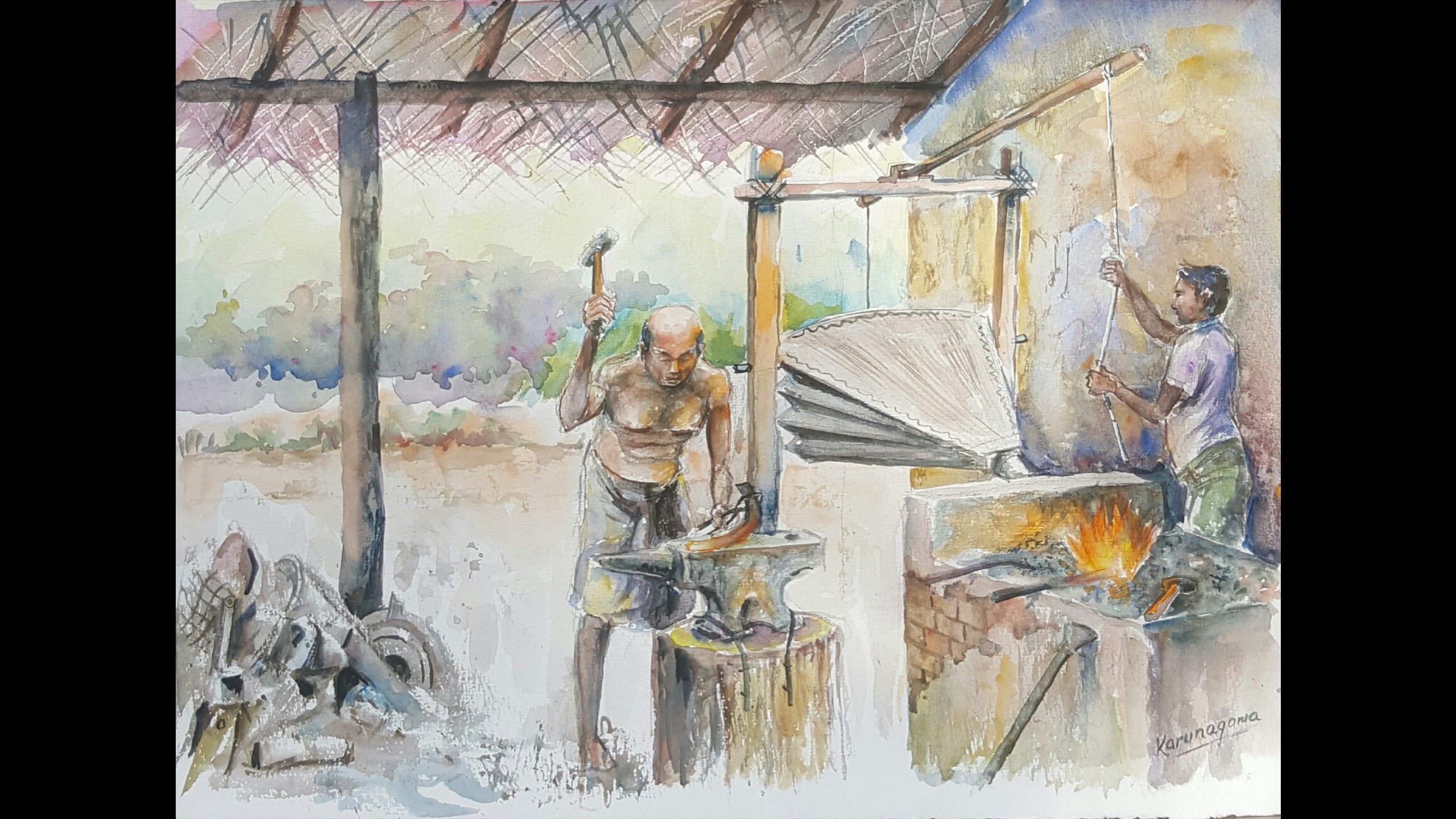 Old blacksmith by Sarath Karunagama