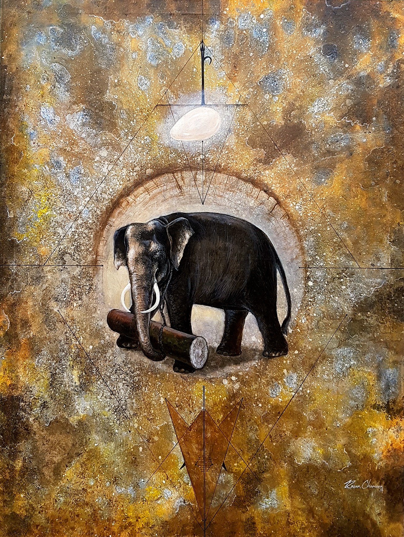 Elephant with Geometric Composition by kasun chamara wickramasinghe