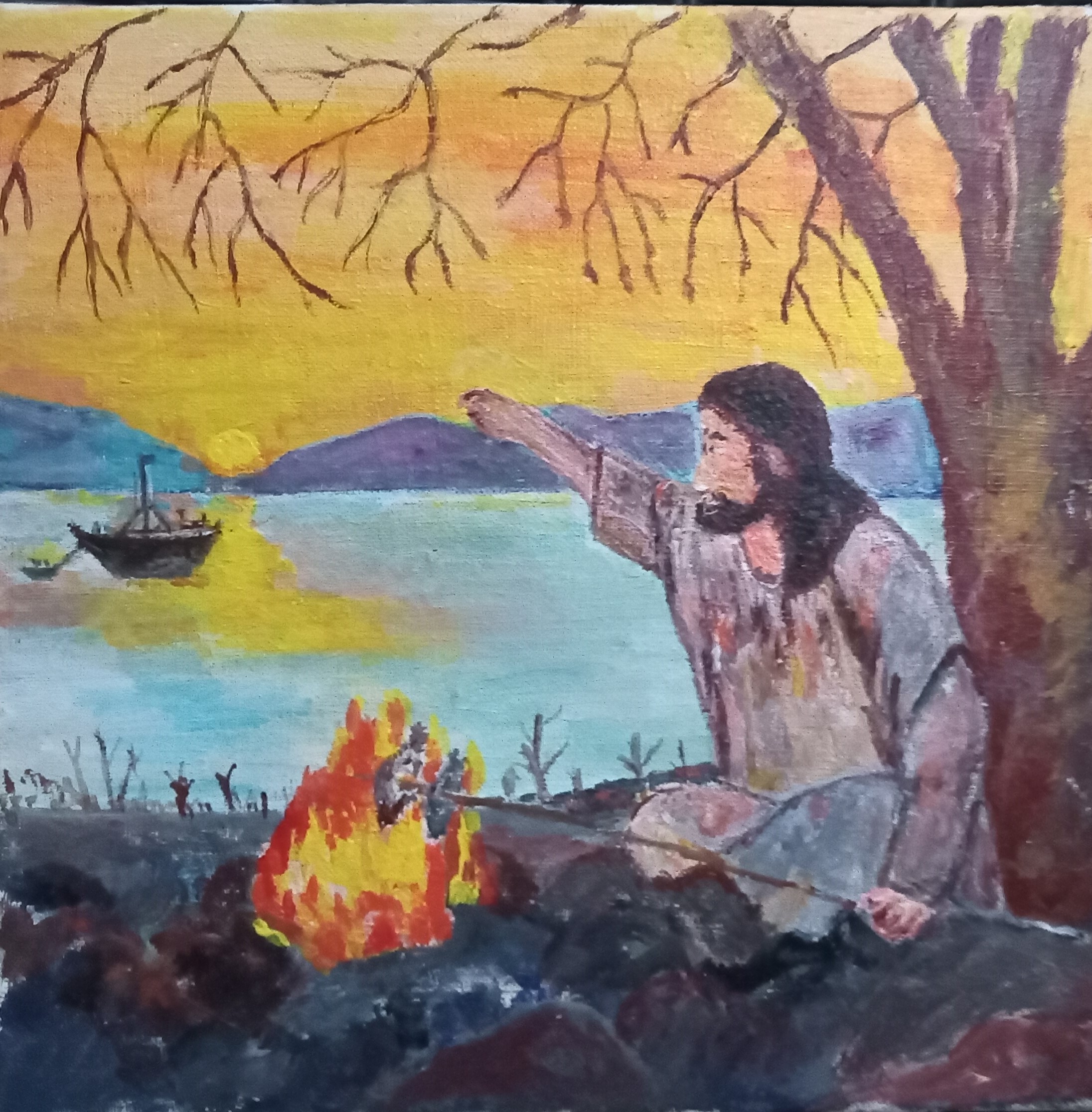 Jesus near Sea of galilee by Simpson David