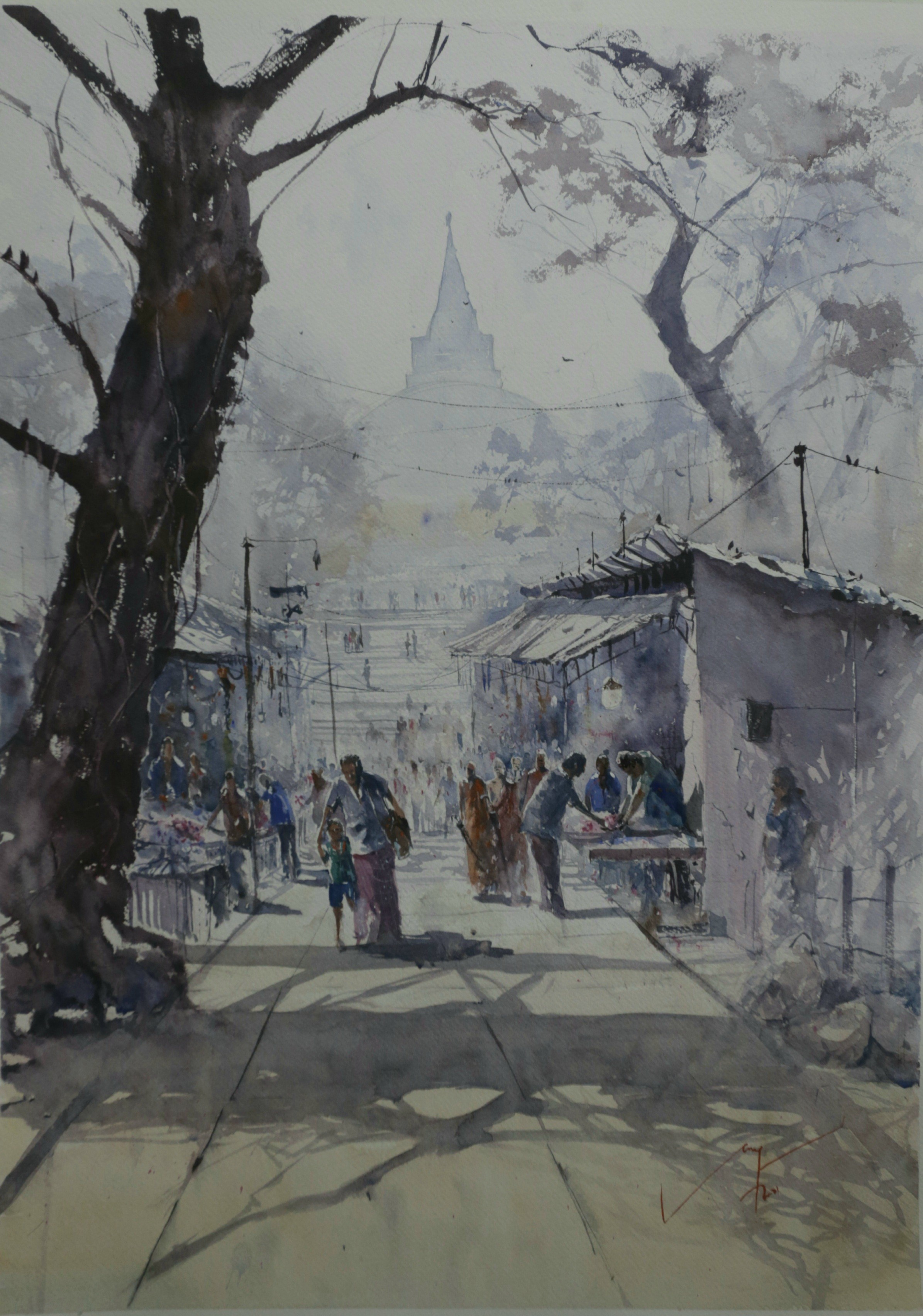 Temple lane by Kamalawarna Herath