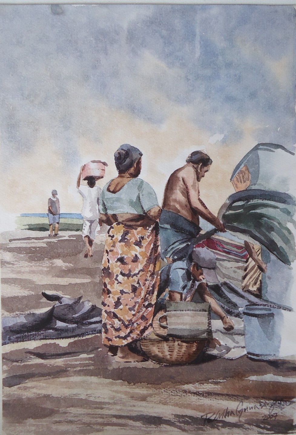Market on the shore by Palitha Gunasinghe