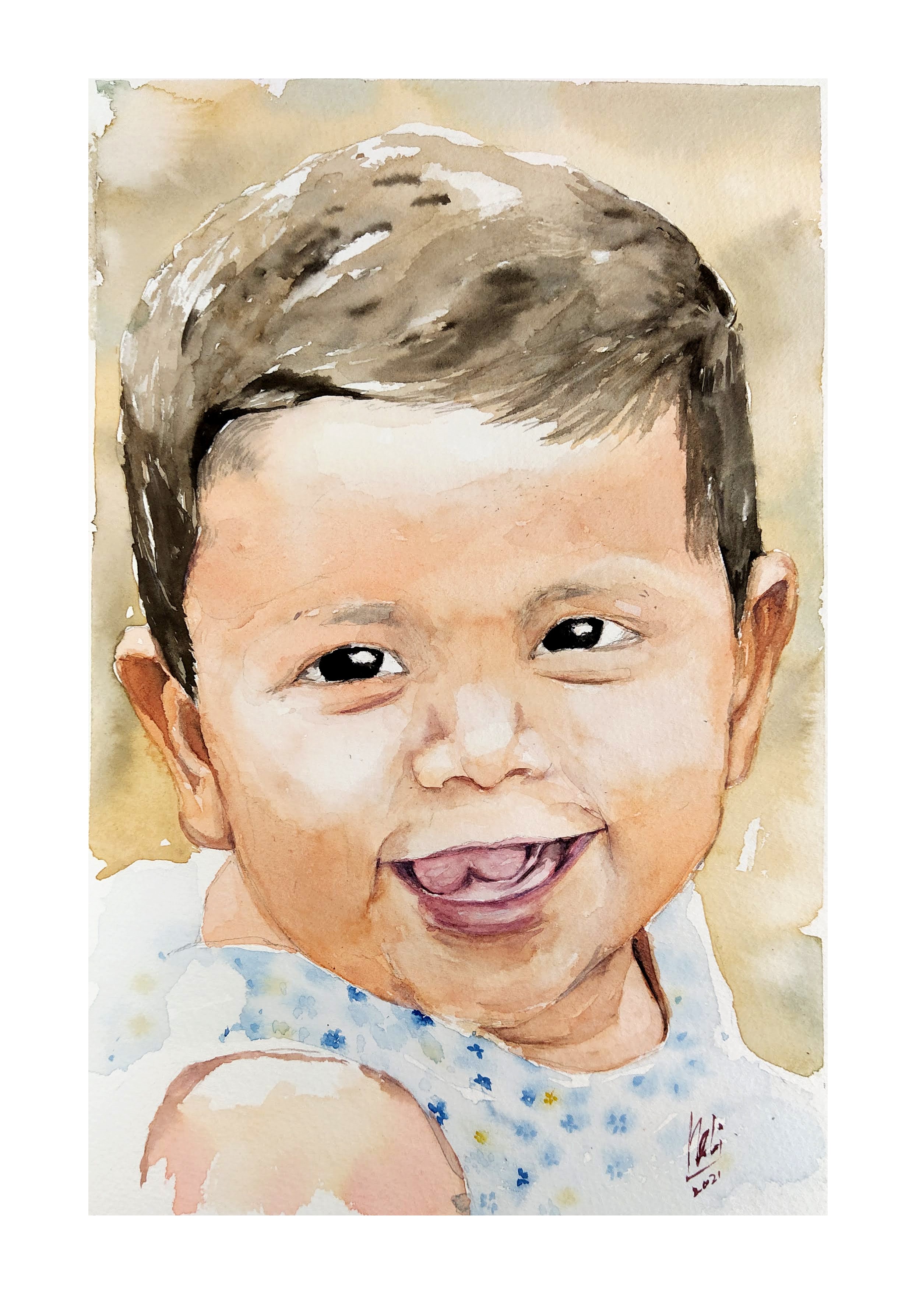 WATERCOLOUR PORTRAIT BABY by Yasiru S. Neligama