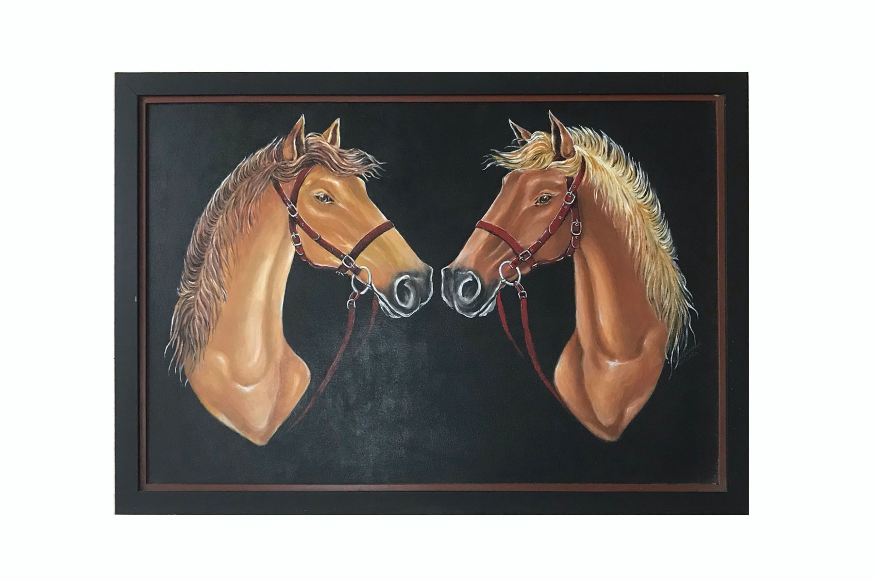 Two Horses- Canvas Painting by H Mapalagama