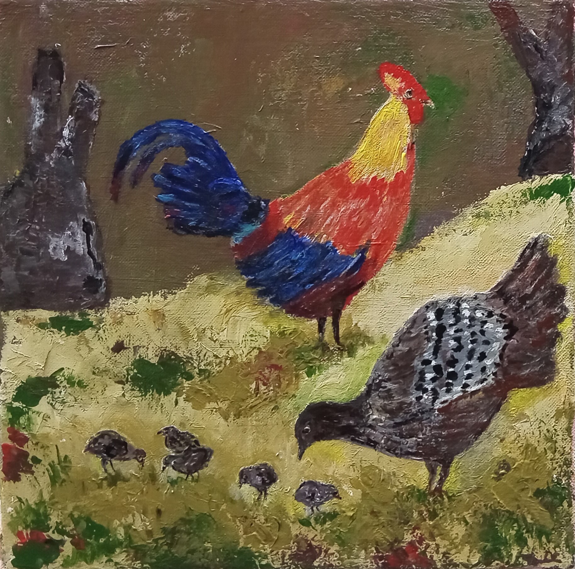 Sri Lankan Jungle Fowl Family by Simpson David