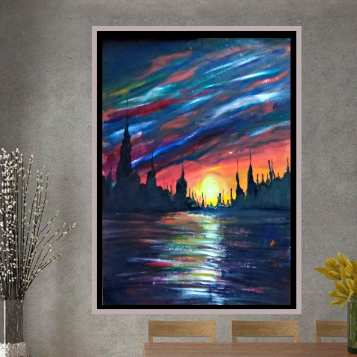 Sunset art painting by Jayani Chethana