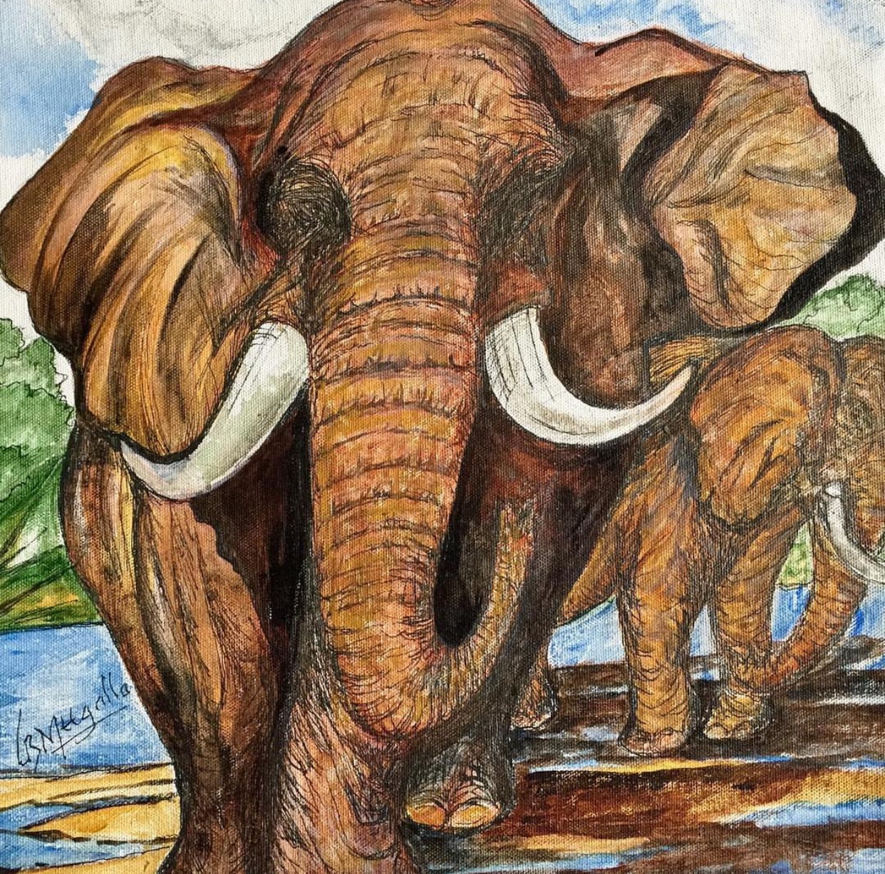 Wild Elephant by Gamini Meegalla