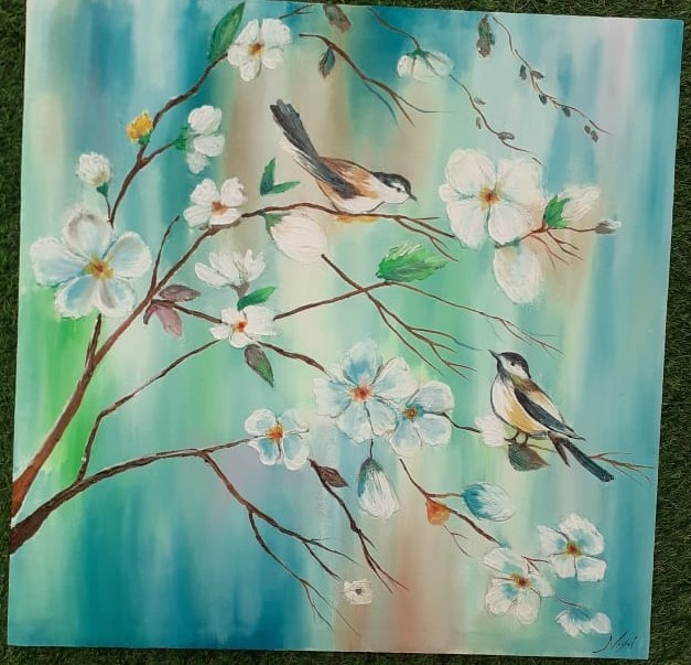 birds with flowers by Nayoni Kulasooriya