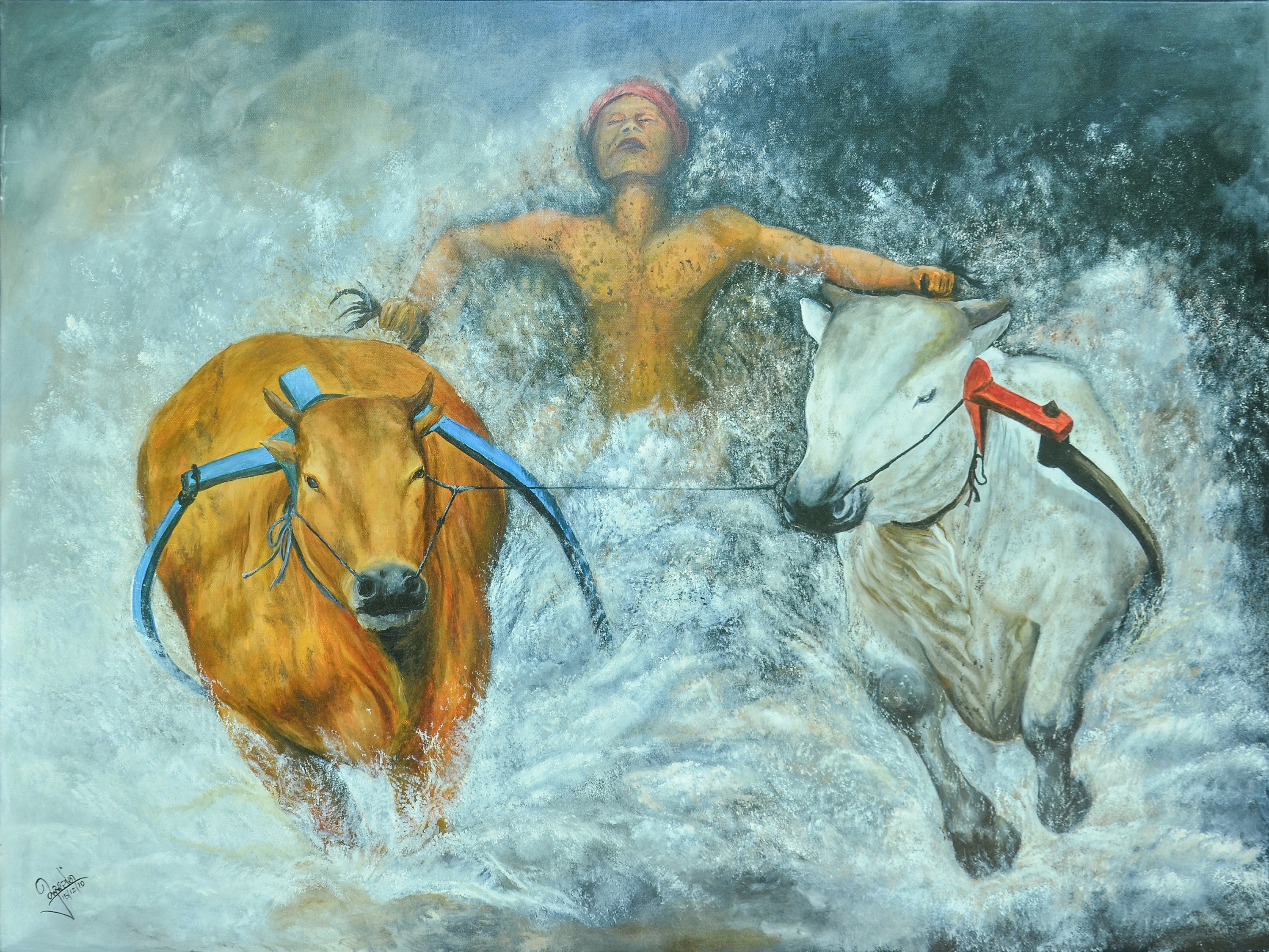 Bull Race by Susantha Galgodage