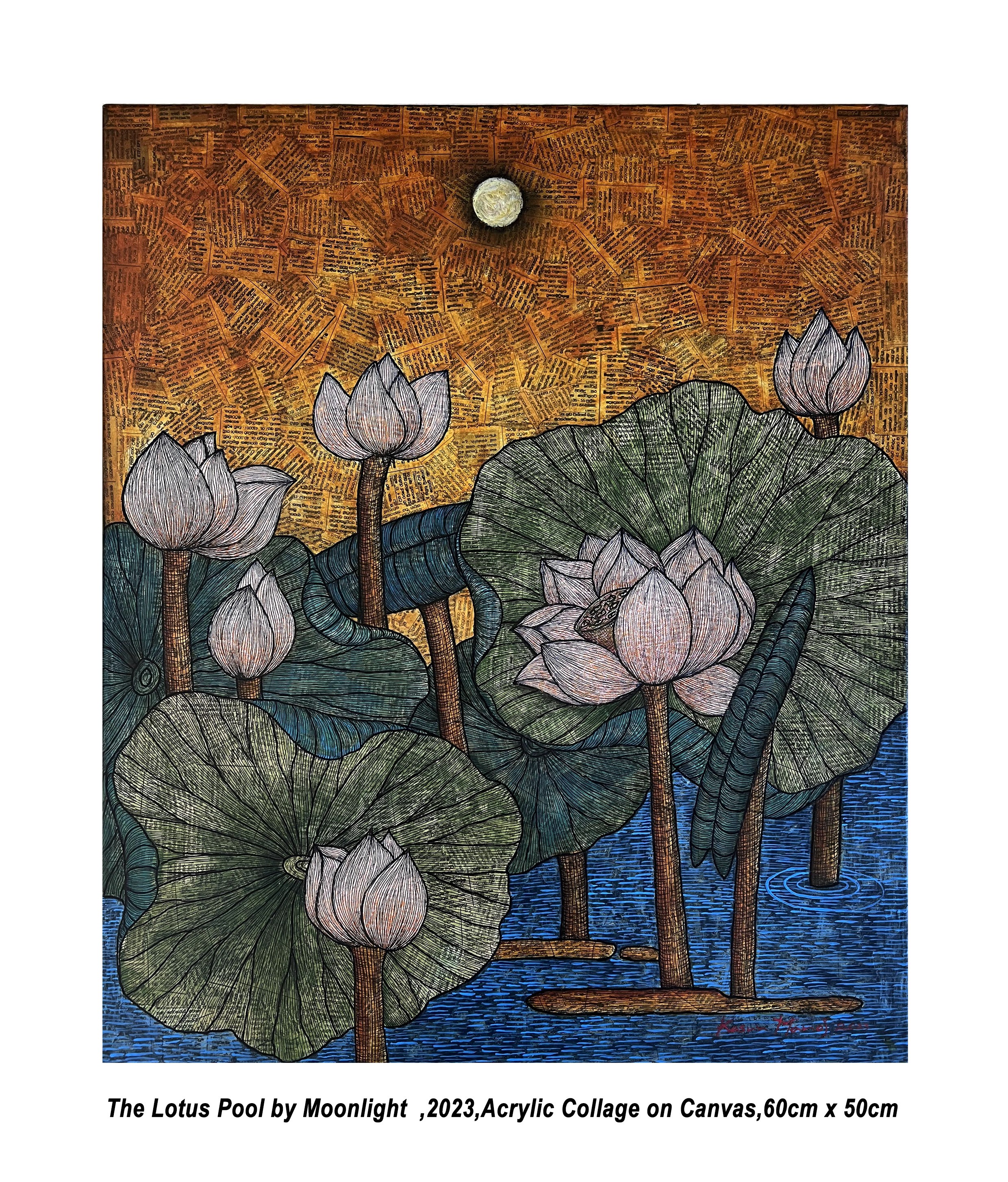 The Lotus Pool by Moonlight by Kasun Manoj