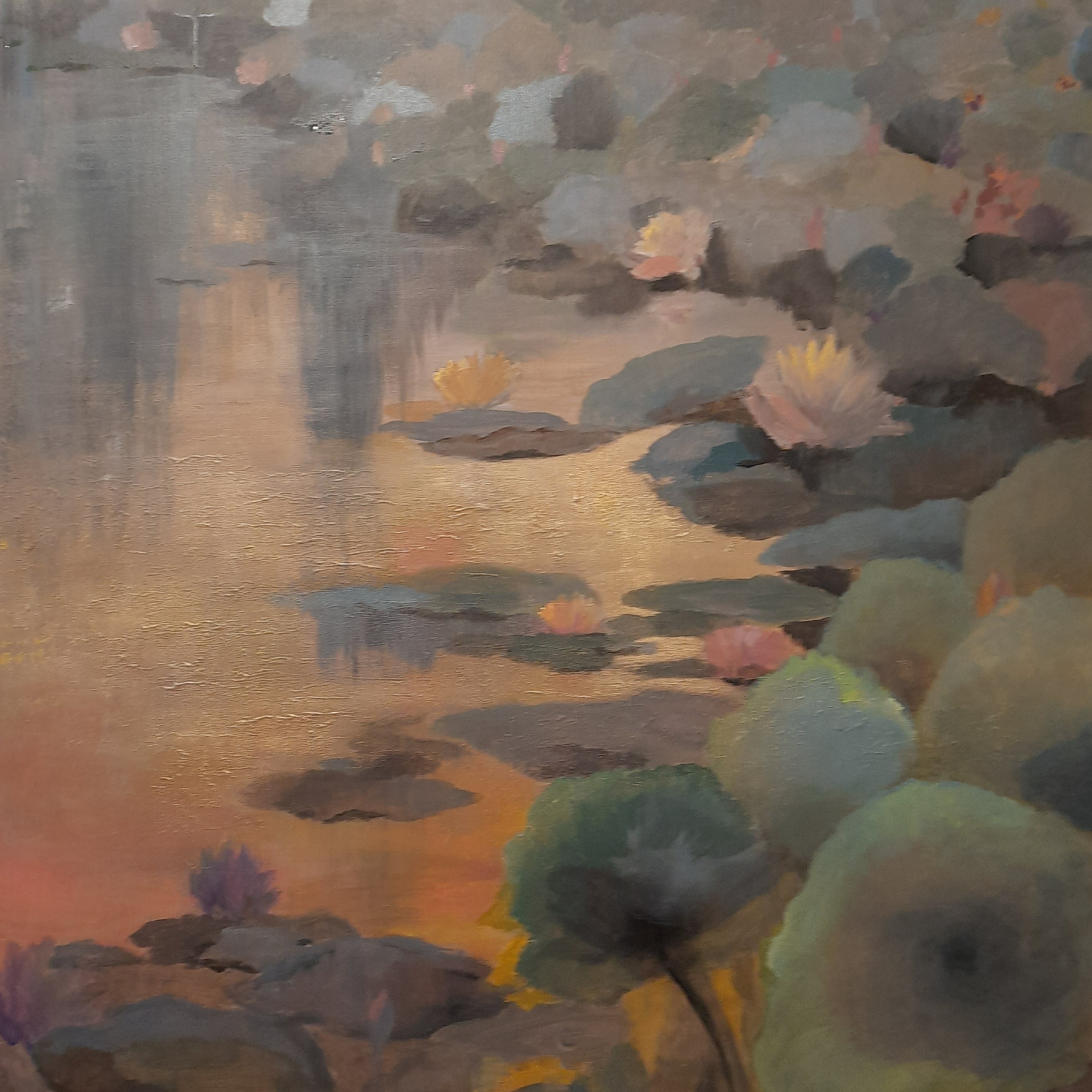 Water lilies in dusky waters 2 by Jean wijesekera