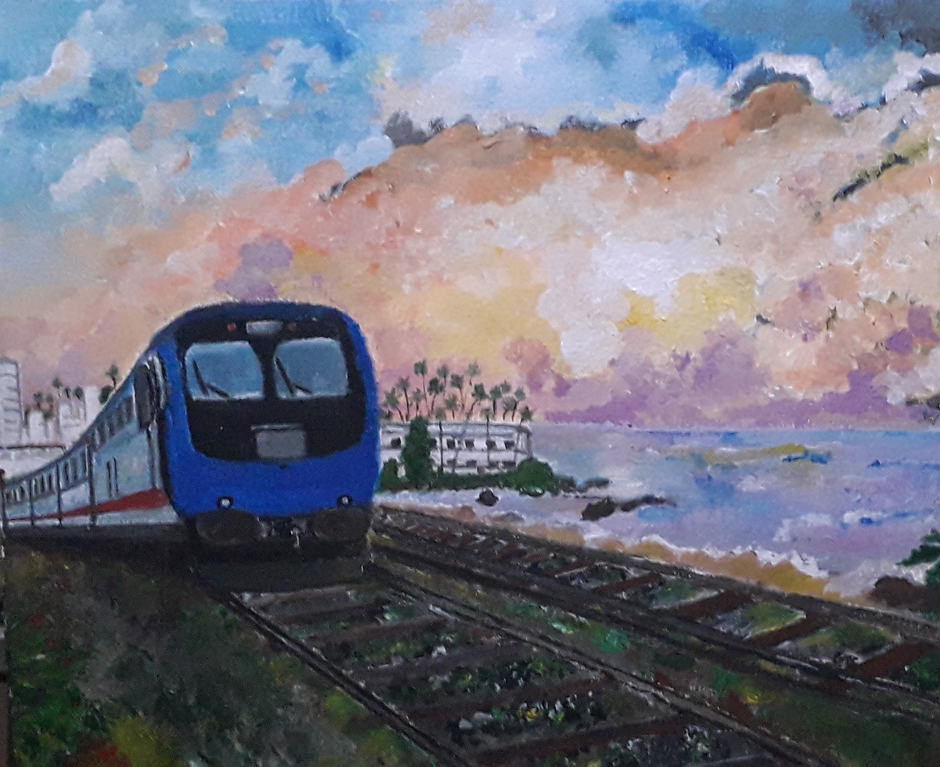 Beach and Train by Simpson David