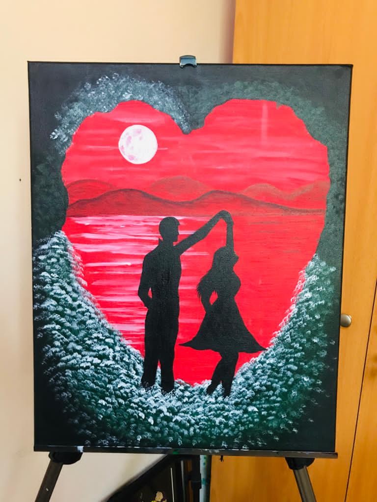 Moonlight Couple Painting by Malshani Pathirage