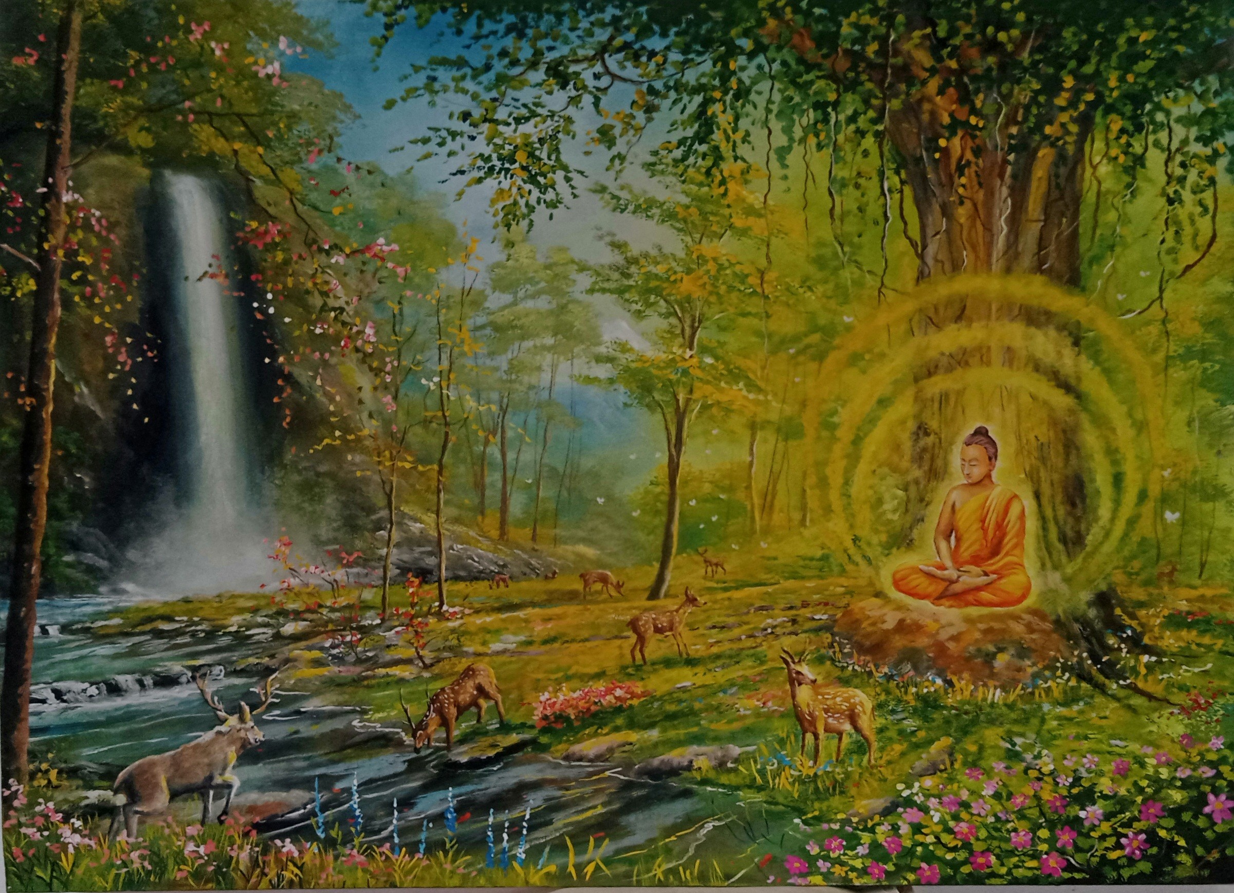 The Lord Buddha with Nature by Madhawa Chandraratne