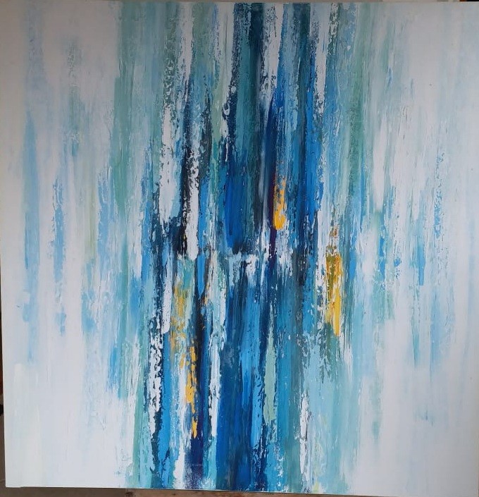 Abstract waterfall painting by Sudath Pushpakumara