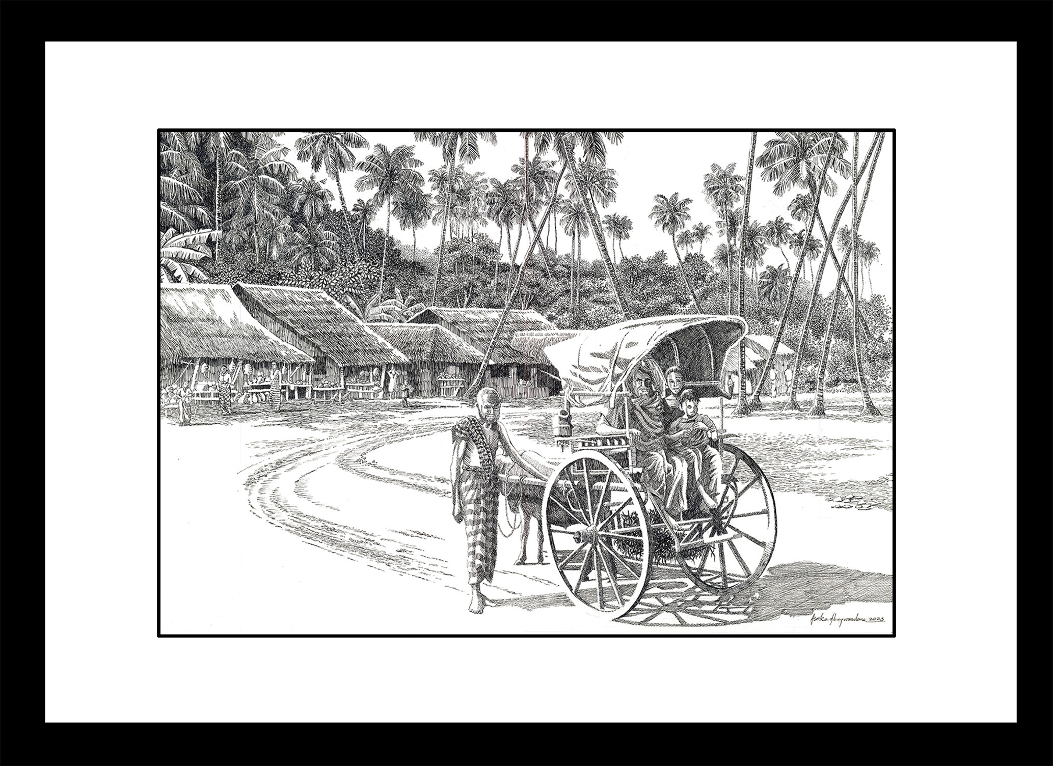Road Scene in early  Ceylon by ASOKA ABEYWARDENA